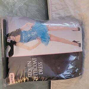 Blue Sequin Petticoat Dress Adult S/M Halloween, Dance
